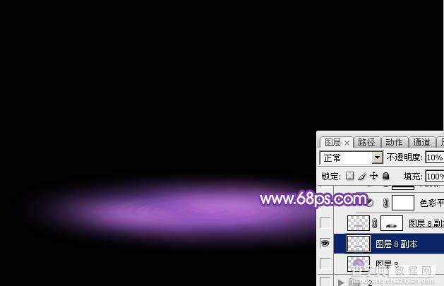 Photoshop设计制作梦幻的舞台上圆环形紫色星点光束18