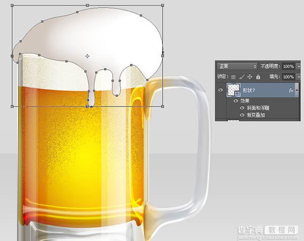 Photoshop制作一杯溢出泡沫的啤酒杯71