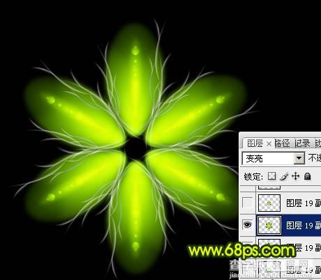 Photoshop制作出奇幻有层次感的绿色荧光花朵21