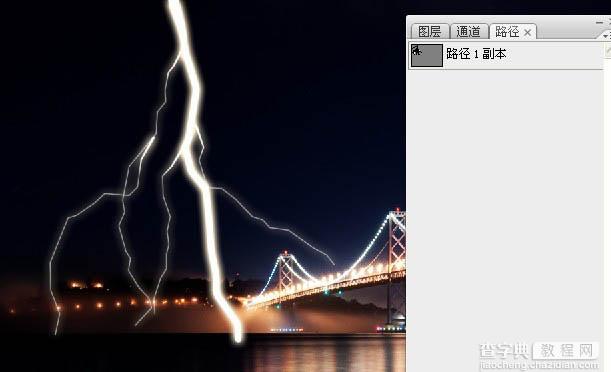 photoshop利用描边路径工具制作出逼真的闪电效果14