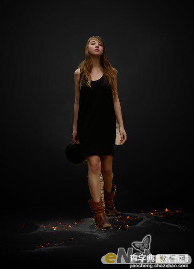 Photoshop为美女图片打造出超酷的火焰壁纸效果14