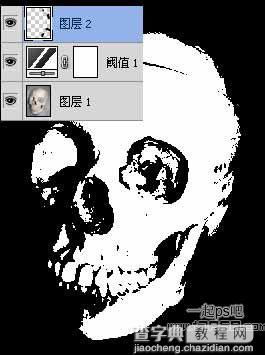 Photoshop使用自定义形状制作出骷髅头的黑白效果3