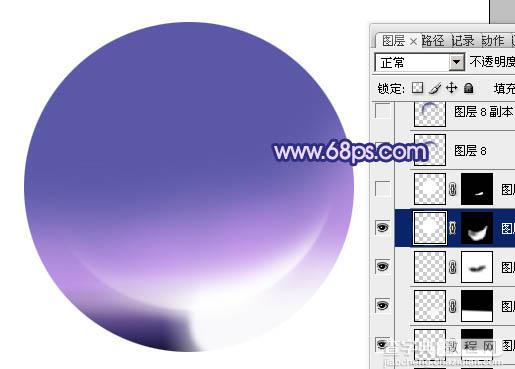 Photoshop制作出光感漂亮的紫色立体水晶球11