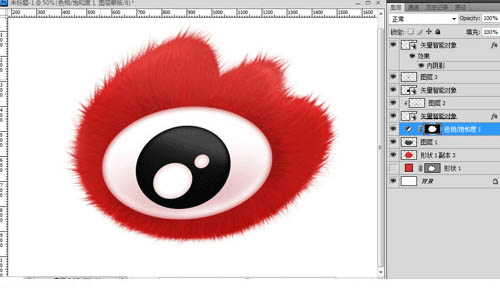 Photoshop制作毛绒绒的红色玩具眼睛6