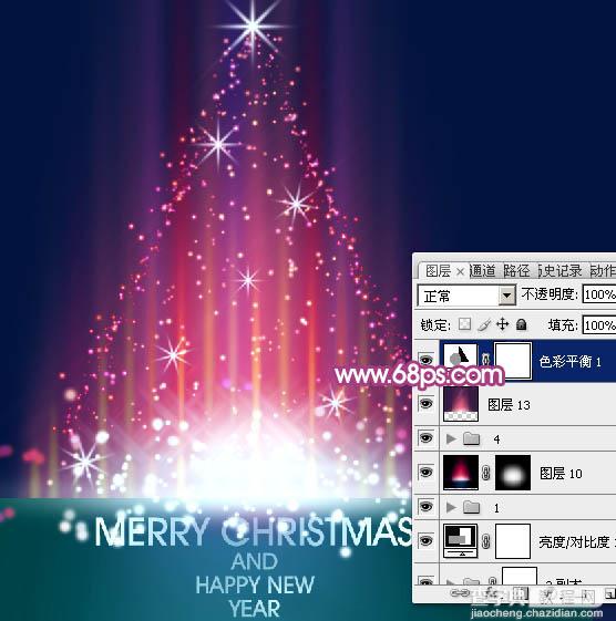 Photoshop设计制作梦幻的彩色光斑圣诞树43