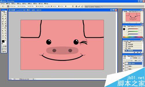 用ps制作QQ表情GIF动态图之方脸猪wink21