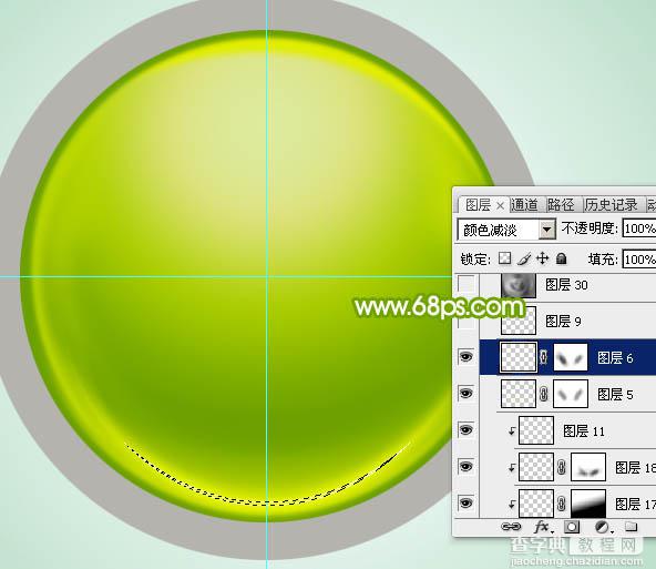 Photoshop设计制作一个漂亮的绿色水晶球按钮22