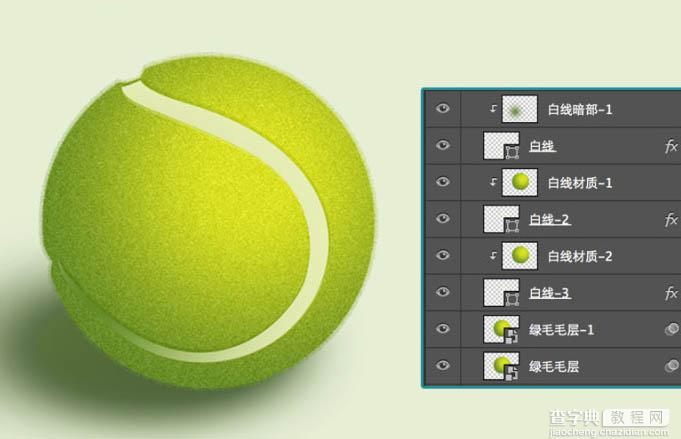 Photoshop制作一个毛茸茸的草绿色网球图标31