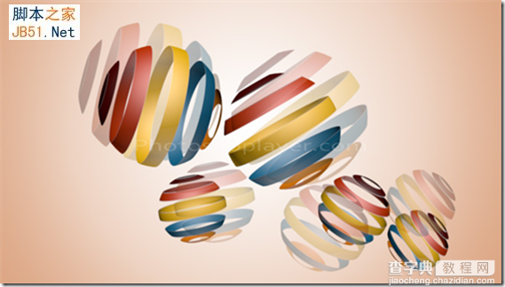 Photoshop设计时尚大气的3D彩色螺旋空中球体1