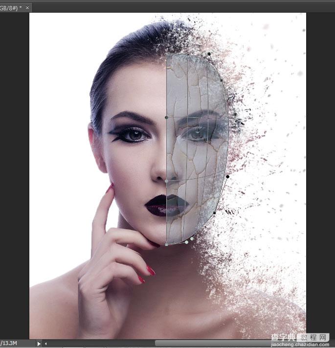 Photoshop将美女脸部增加打散颗粒特效30