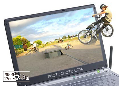 Photoshop 制作跳出屏幕的动感效果单车手12