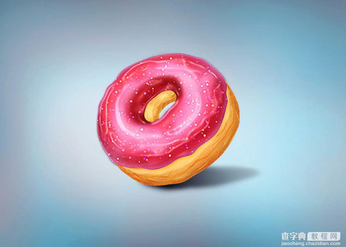 Photoshop绘制漂亮的草莓味双层甜甜圈饼干1