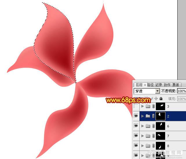 Photoshop设计制作出非常漂亮的梦幻红色透明丝质花朵18