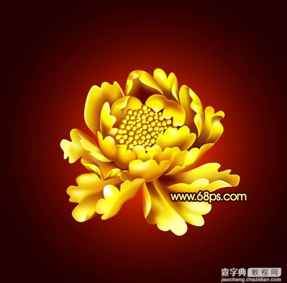 Photoshop打造非常华丽的金色牡丹30