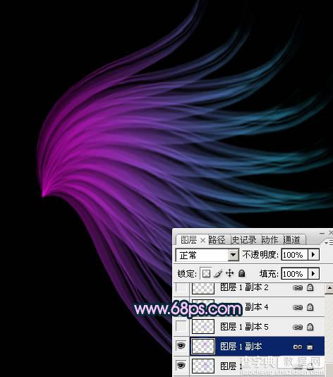 Photoshop将打造出非常奇幻的淡紫色光丝翅膀效果15