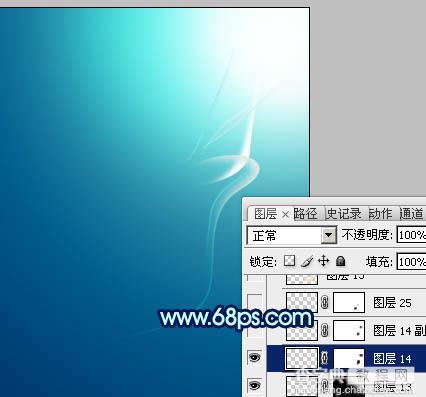 Photoshop制作出简单流畅柔美的蓝青色光束壁纸18