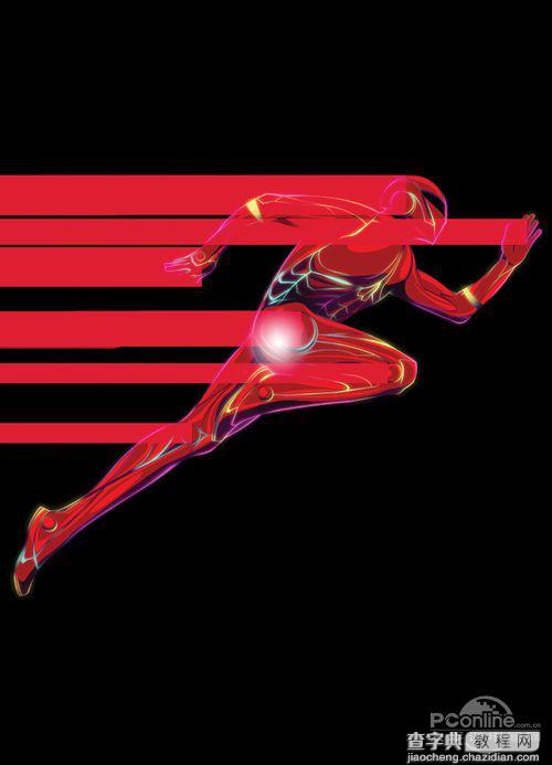 Photoshop设计打造出绚丽的奔跑红色机器人10