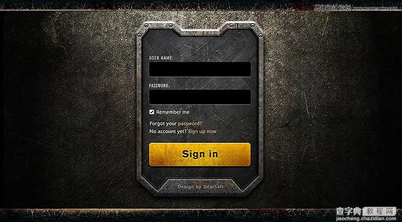 Photoshop制作颓废质感的游戏网页登陆框1