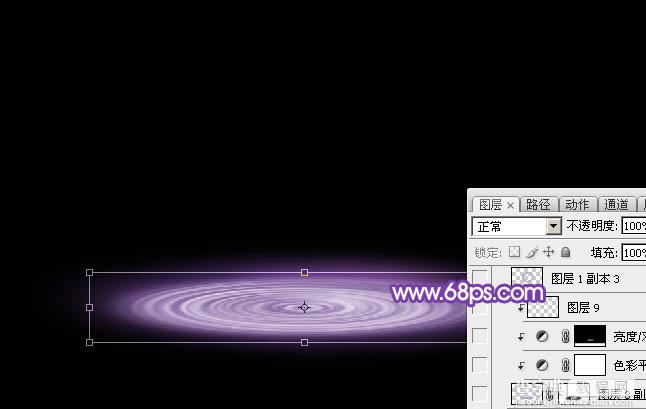 Photoshop设计制作梦幻的舞台上圆环形紫色星点光束17