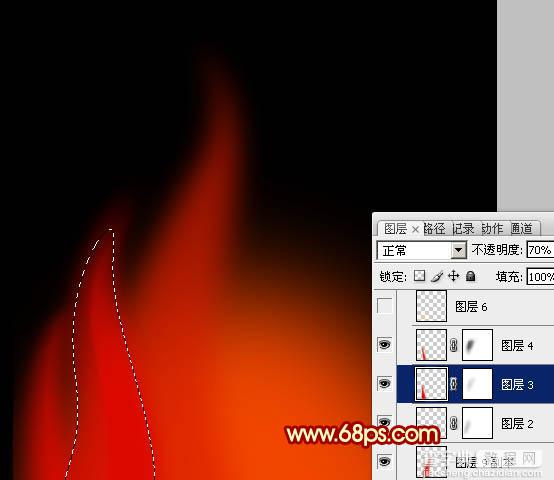 Photoshop设计制作出细长的燃烧的动感火苗6