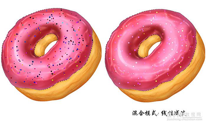 Photoshop绘制漂亮的草莓味双层甜甜圈饼干31