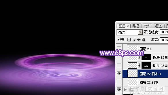 Photoshop设计制作梦幻的舞台上圆环形紫色星点光束26