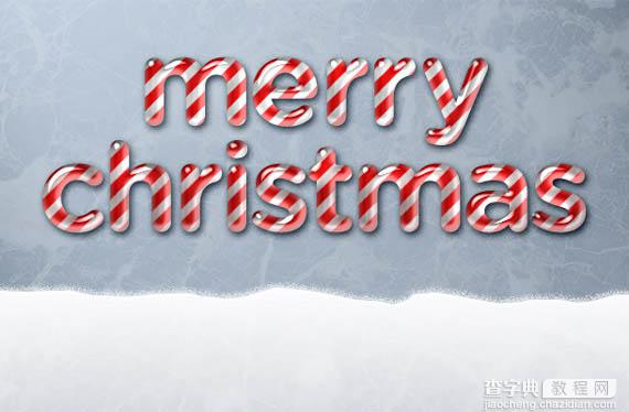 Photoshop制作甜美的圣诞红白镶嵌的条纹糖果积雪字17
