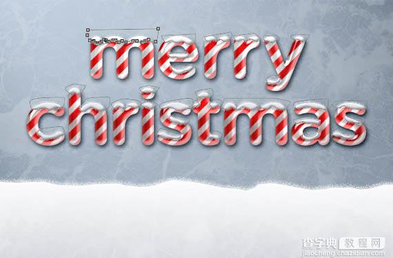 Photoshop制作甜美的圣诞红白镶嵌的条纹糖果积雪字19