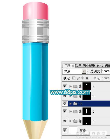 Photoshop设计制作出一只精致的蓝色铅笔30