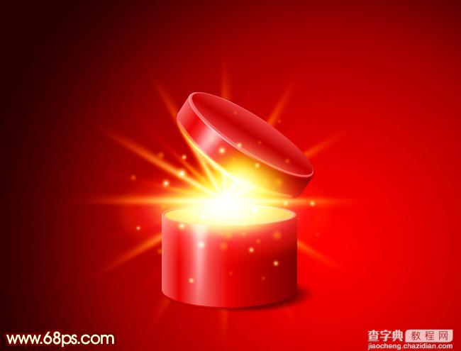 Photoshop为红色礼盒设计添加上魔幻的金色光1