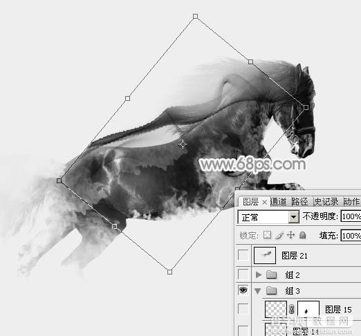 Photoshop制作一匹奔跑的烟雾骏马16
