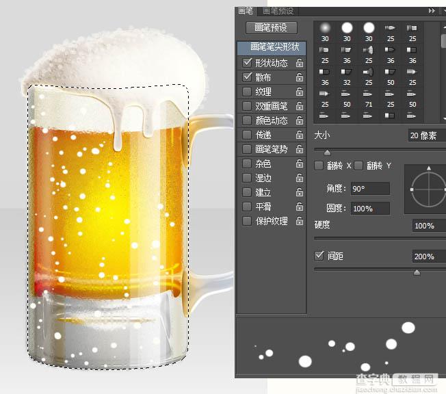 Photoshop制作一杯溢出泡沫的啤酒杯97