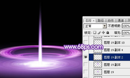 Photoshop设计制作梦幻的舞台上圆环形紫色星点光束35