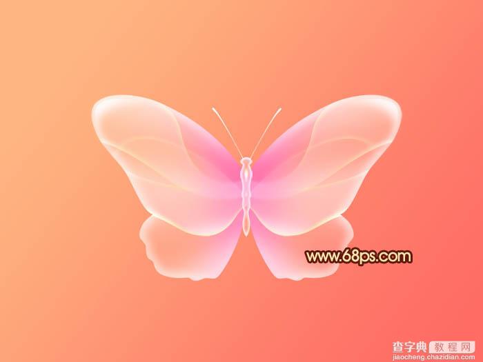 Photoshop制作出非常可爱的粉色水晶蝴蝶效果23