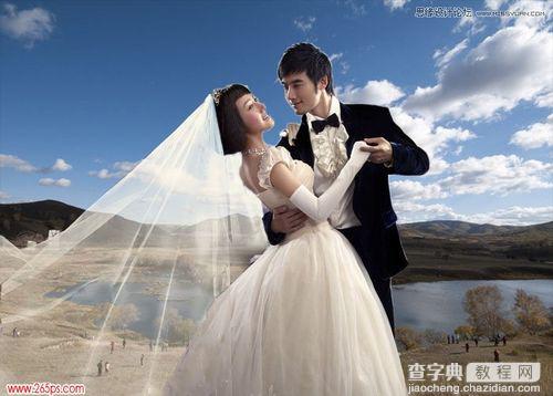 Photoshop利用通道工具给婚纱照片抠图换背景14