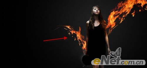 Photoshop为美女图片打造出超酷的火焰壁纸效果32