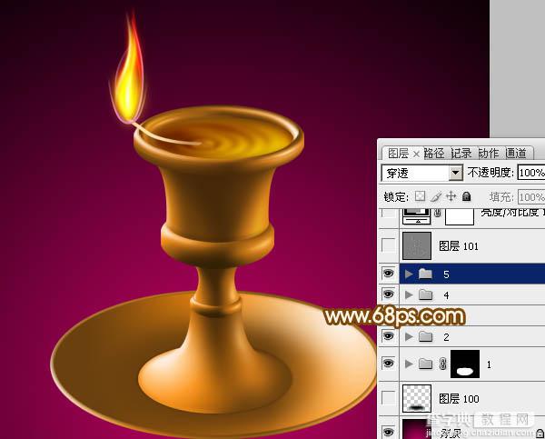 Photoshop设计制作一盏古典的正在燃烧的陶瓷油灯29