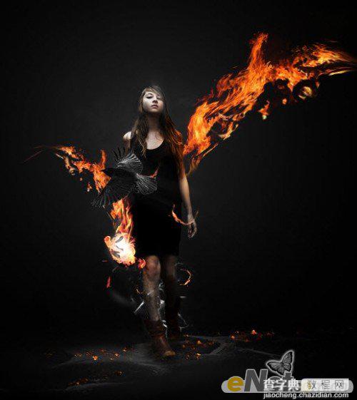 Photoshop为美女图片打造出超酷的火焰壁纸效果42