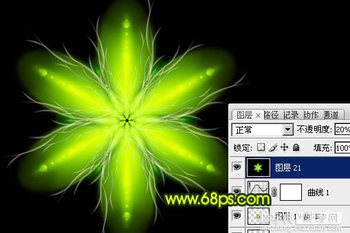 Photoshop制作出奇幻有层次感的绿色荧光花朵27