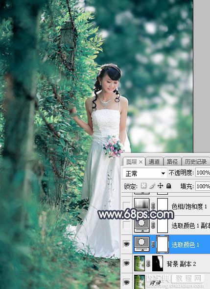 Photoshop将树林人物图片打造出唯美的暗蓝色特效6