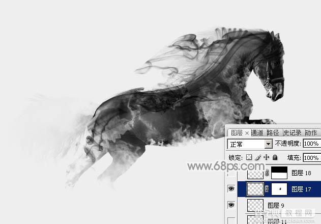 Photoshop制作一匹奔跑的烟雾骏马21