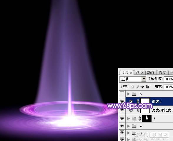 Photoshop设计制作梦幻的舞台上圆环形紫色星点光束45
