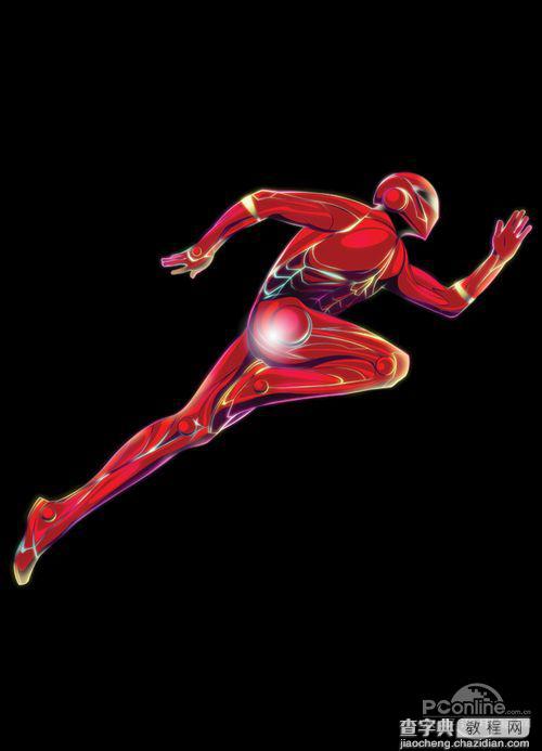 Photoshop设计打造出绚丽的奔跑红色机器人8