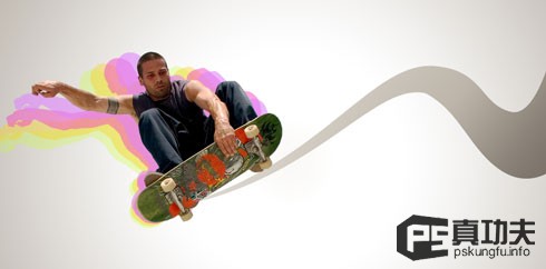 Photoshop 绚丽动感的滑板运动海报20