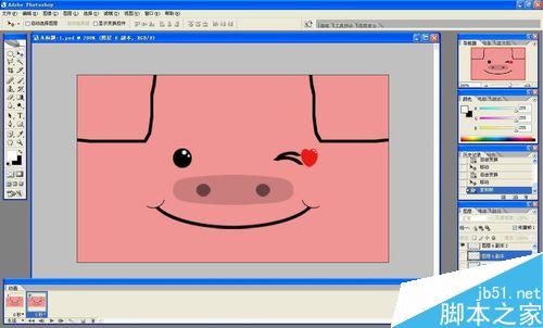 用ps制作QQ表情GIF动态图之方脸猪wink29