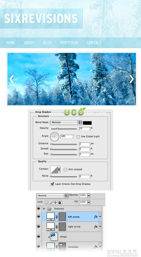 Photoshop 绘制冬季气息风格网站首页23