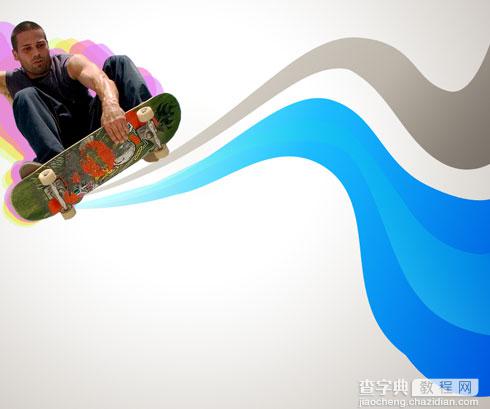 Photoshop 绚丽动感的滑板运动海报29