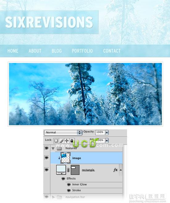 Photoshop 绘制冬季气息风格网站首页21