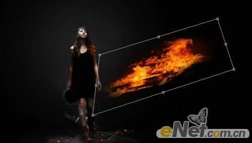 Photoshop为美女图片打造出超酷的火焰壁纸效果26