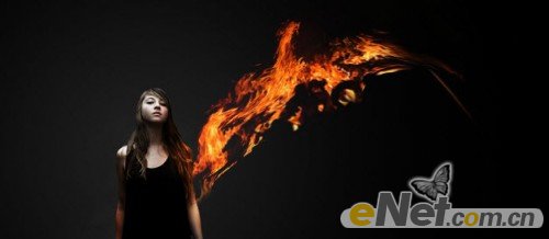 Photoshop为美女图片打造出超酷的火焰壁纸效果31